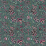 Floral Green Fabric - Adhira Printed Cotton Fabric (By The Metre) Onyx Voyage Maison