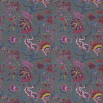 Floral Grey Fabric - Adhira Printed Cotton Fabric (By The Metre) Slate Voyage Maison