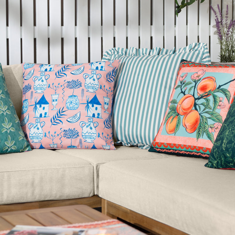 Abstract Pink Cushions - Aegina Printed Outdoor Cushion Cover Peach furn.