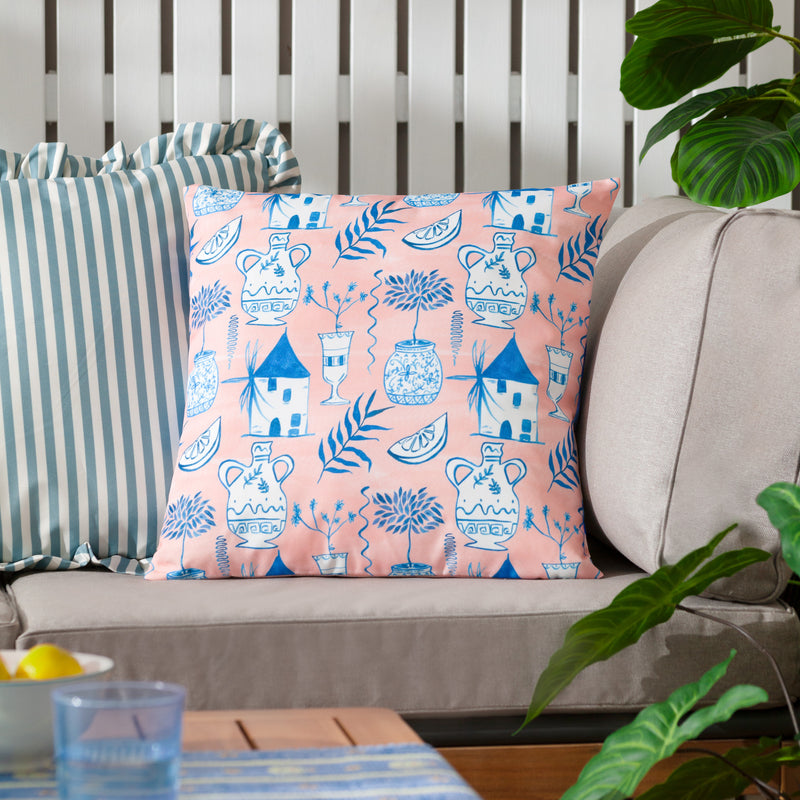 Abstract Pink Cushions - Aegina Printed Outdoor Cushion Cover Peach furn.