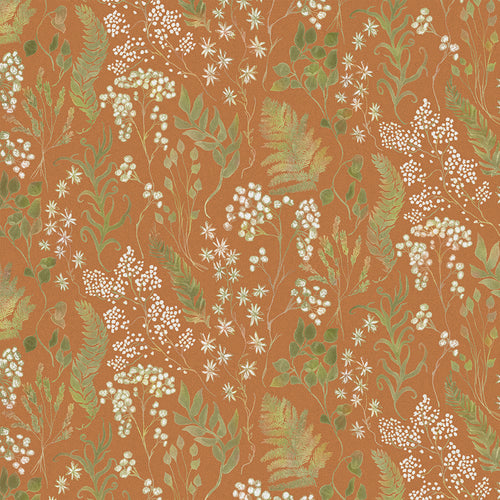 Floral Orange Fabric - Aileana Printed Cotton Fabric (By The Metre) Amber Voyage Maison