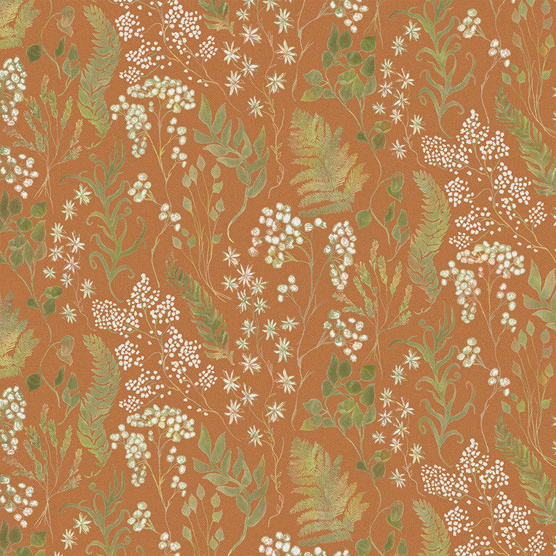 Floral Orange Fabric - Aileana Printed Cotton Fabric (By The Metre) Amber Voyage Maison