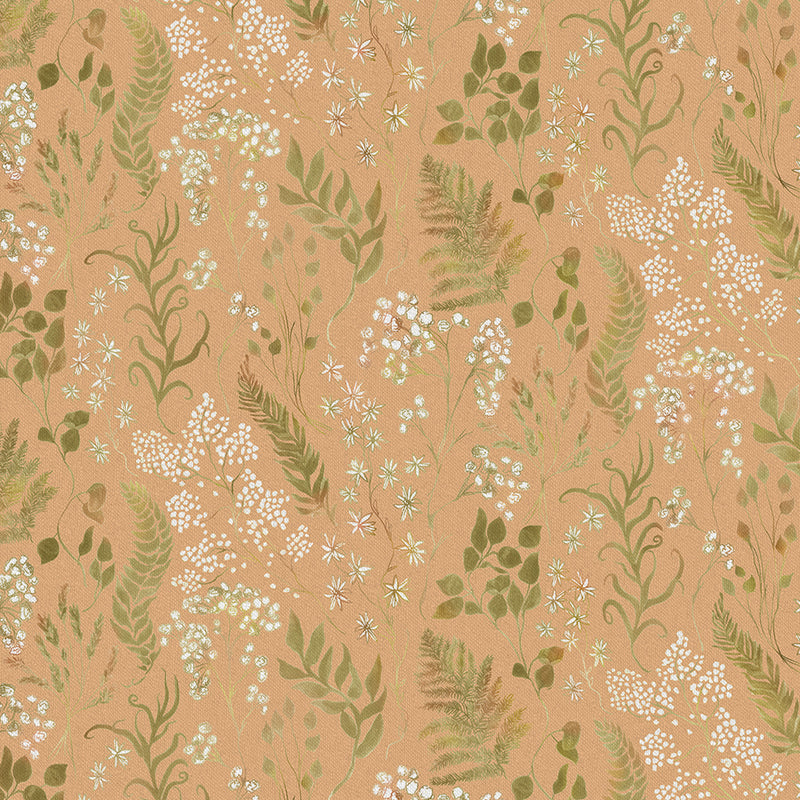 Floral Orange Fabric - Aileana Printed Cotton Fabric (By The Metre) Celeste Voyage Maison