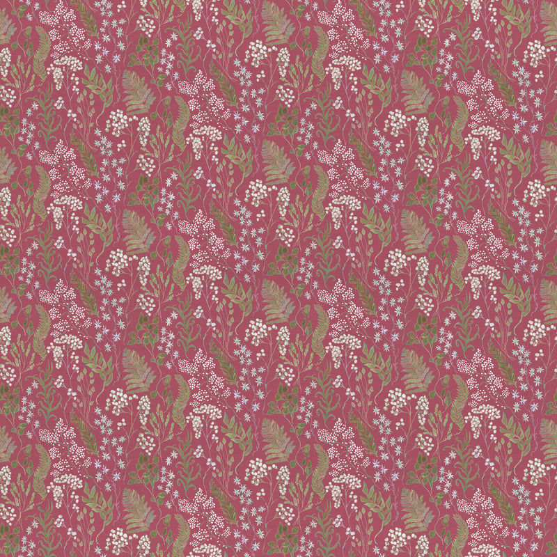 Floral Pink Fabric - Aileana Printed Cotton Fabric (By The Metre) Fuchsia Voyage Maison