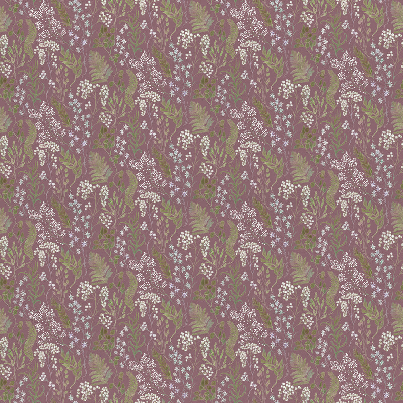 Floral Purple Fabric - Aileana Printed Cotton Fabric (By The Metre) Heather Voyage Maison