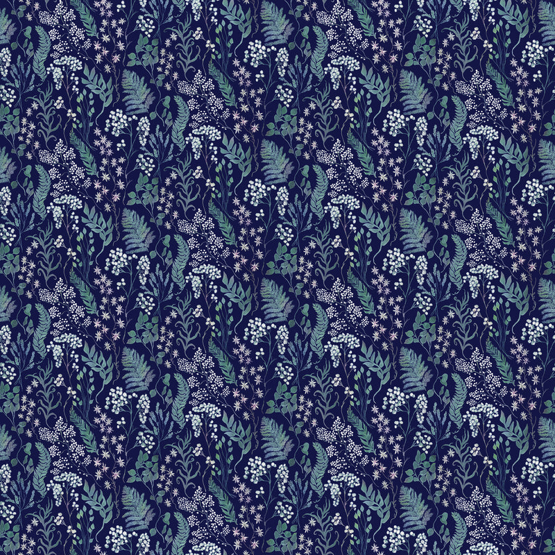 Floral Blue Fabric - Aileana Printed Cotton Fabric (By The Metre) Ocean Voyage Maison