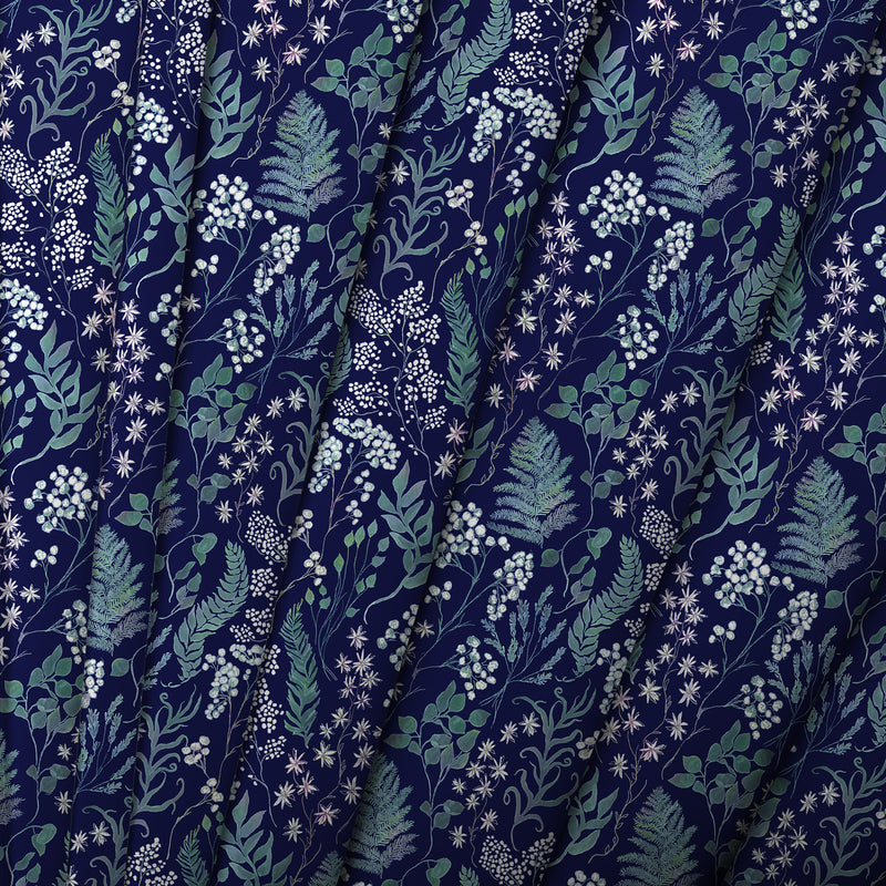 Floral Blue Fabric - Aileana Printed Cotton Fabric (By The Metre) Ocean Voyage Maison