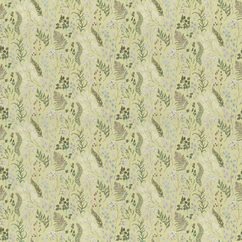 Floral Green Fabric - Aileana Printed Cotton Fabric (By The Metre) Pear Voyage Maison