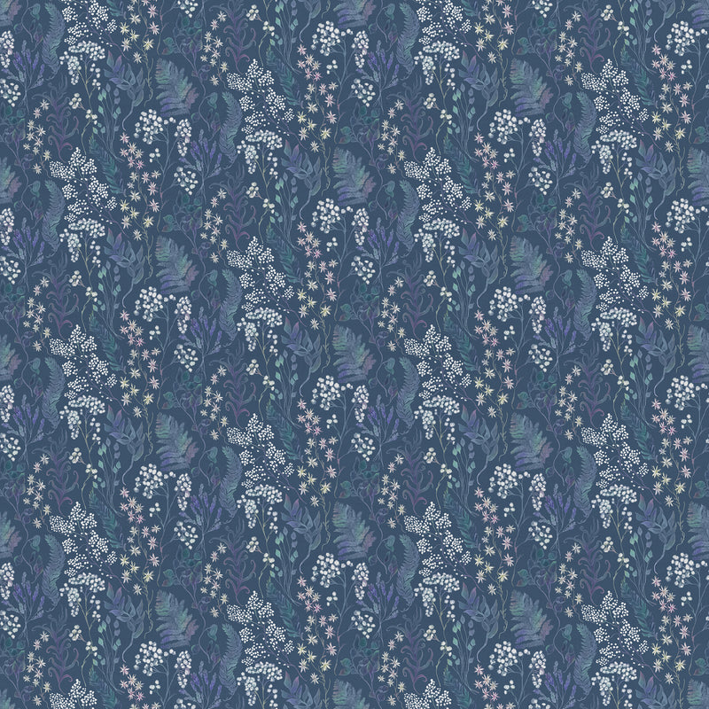 Floral Blue Fabric - Aileana Printed Cotton Fabric (By The Metre) River Voyage Maison