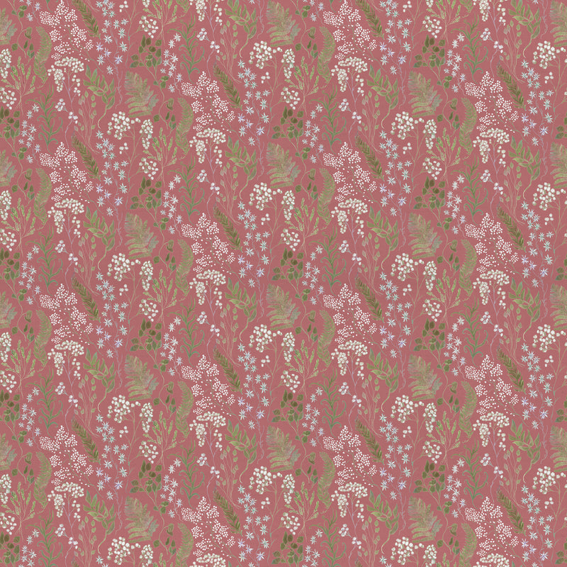 Floral Pink Fabric - Aileana Printed Cotton Fabric (By The Metre) Rose Voyage Maison