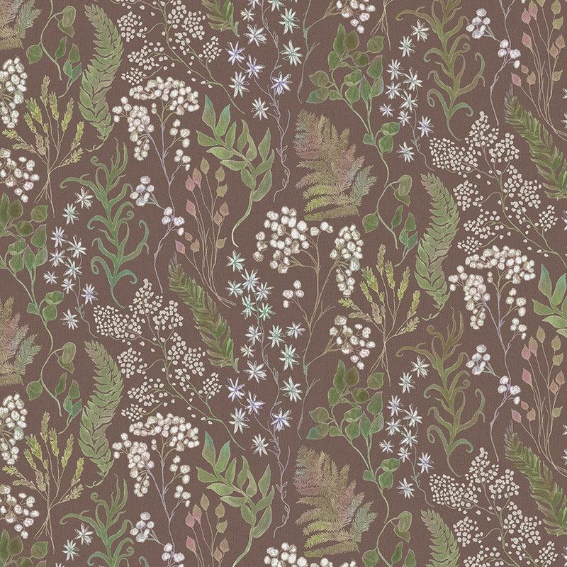 Floral Brown Fabric - Aileana Printed Cotton Fabric (By The Metre) Sienna Voyage Maison