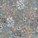 Floral Grey Fabric - Ailsa Printed Cotton Fabric (By The Metre) Granite Voyage Maison