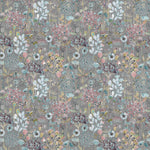 Floral Grey Fabric - Ailsa Printed Cotton Fabric (By The Metre) Granite Voyage Maison