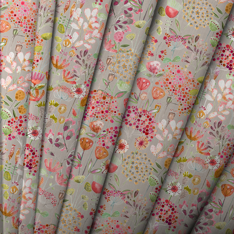 Floral Pink Fabric - Ailsa Printed Cotton Fabric (By The Metre) Sandstone Voyage Maison