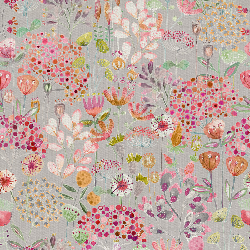 Floral Pink Fabric - Ailsa Printed Cotton Fabric (By The Metre) Sandstone Voyage Maison