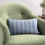 Striped Blue Cushions - Albera Stripe Piped Velvet Cushion Cover French Blue Wylder