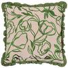 Floral Beige Cushions - Albera Floral Embroidered Cushion Cover Linen/Green furn.