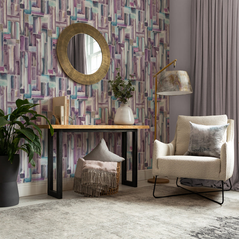 Voyage Maison Albers 1.4m Wide Width Wallpaper in Amethyst