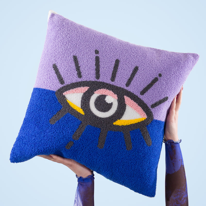 Abstract Purple Cushions - All Eyes On You Boucle Cushion Cover Lilac/Blue Heya Home