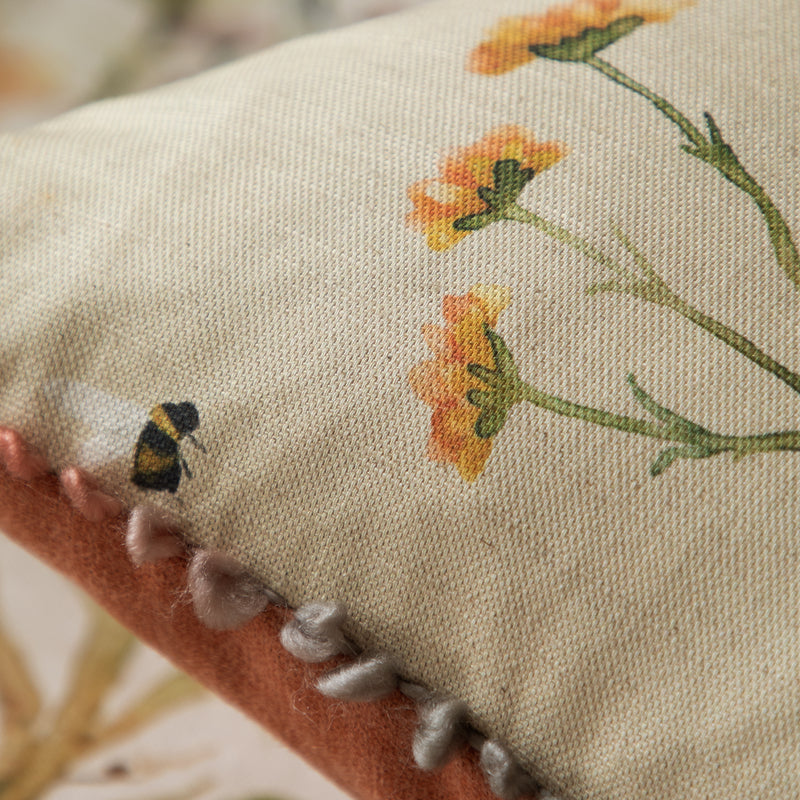 Floral Cream Cushions - Allimore Printed Feather Filled Cushion Linen Voyage Maison