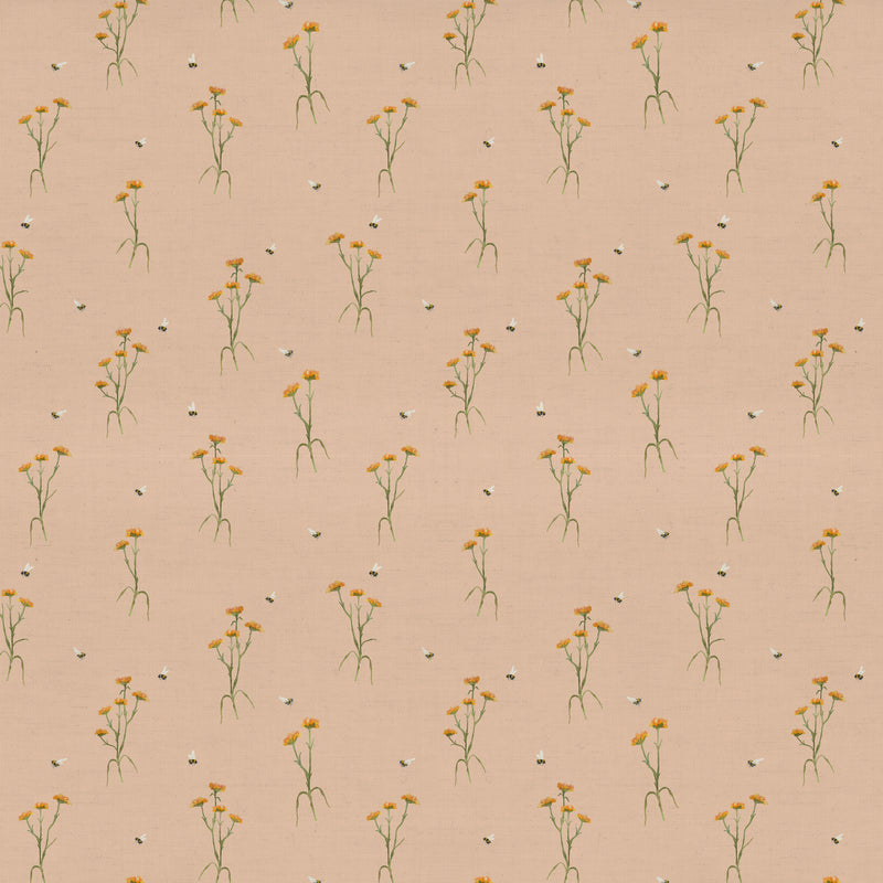 Floral Orange Fabric - Allimore Printed Cotton Fabric (By The Metre) Apricot Voyage Maison