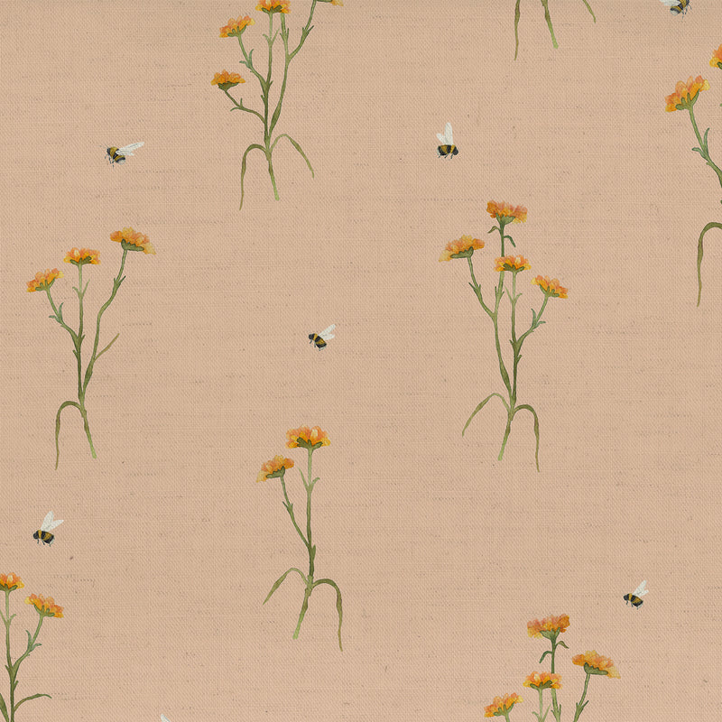 Floral Orange Fabric - Allimore Printed Cotton Fabric (By The Metre) Apricot Voyage Maison