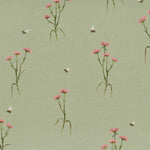 Floral Green Fabric - Allimore Printed Cotton Fabric (By The Metre) Sage Voyage Maison