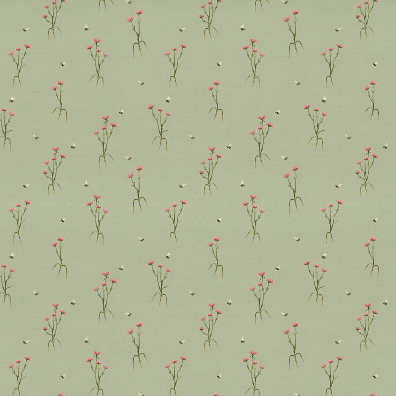 Floral Green Fabric - Allimore Printed Cotton Fabric (By The Metre) Sage Voyage Maison