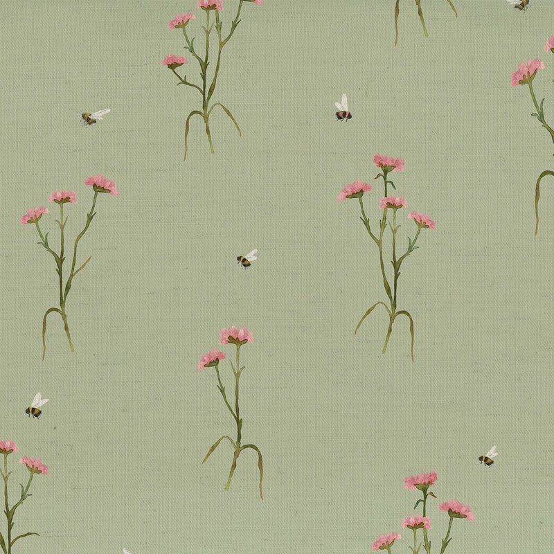 Floral Green Fabric - Allimore Printed Cotton Fabric (By The Metre) Sage Voyage Maison