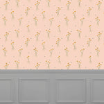 Floral Orange Wallpaper - Allimore  1.4m Wide Width Wallpaper (By The Metre) Apricot Voyage Maison