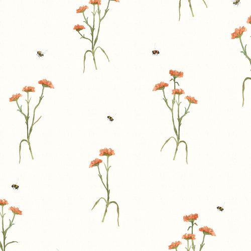 Floral Cream Wallpaper - Allimore  1.4m Wide Width Wallpaper (By The Metre) Linen Voyage Maison