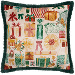  Green Cushions - All Wrapped Up Velvet Faux Fur Cushion Cover Emerald/Red Furn
