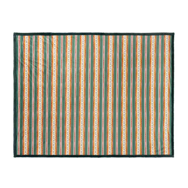 Striped Green Throws - All Wrapped Up Velvet Faux Fur Throw Emerald/Red Furn