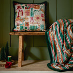 Striped Green Throws - All Wrapped Up Velvet Faux Fur Throw Emerald/Red Furn