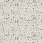  Beige Fabric - Alphabet People Printed Cotton Fabric (By The Metre) Oat Voyage Maison