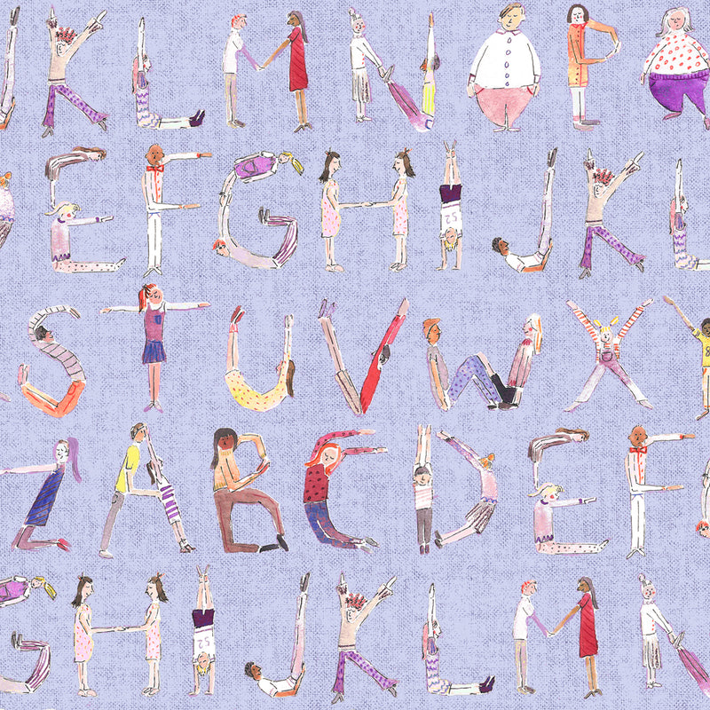 Alphabet People Wallpaper Sample Lilac