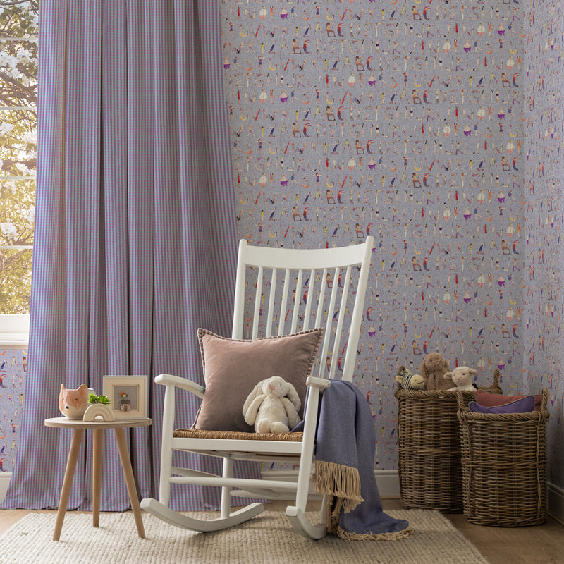 Voyage Maison Alphabet People 1.4m Wide Width Wallpaper in Lilac