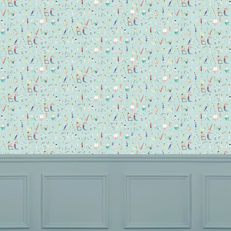 Voyage Maison Alphabet People 1.4m Wide Width Wallpaper in Mint