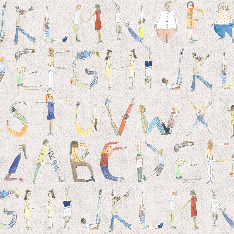 Voyage Maison Alphabet People 1.4m Wide Width Wallpaper in Oat