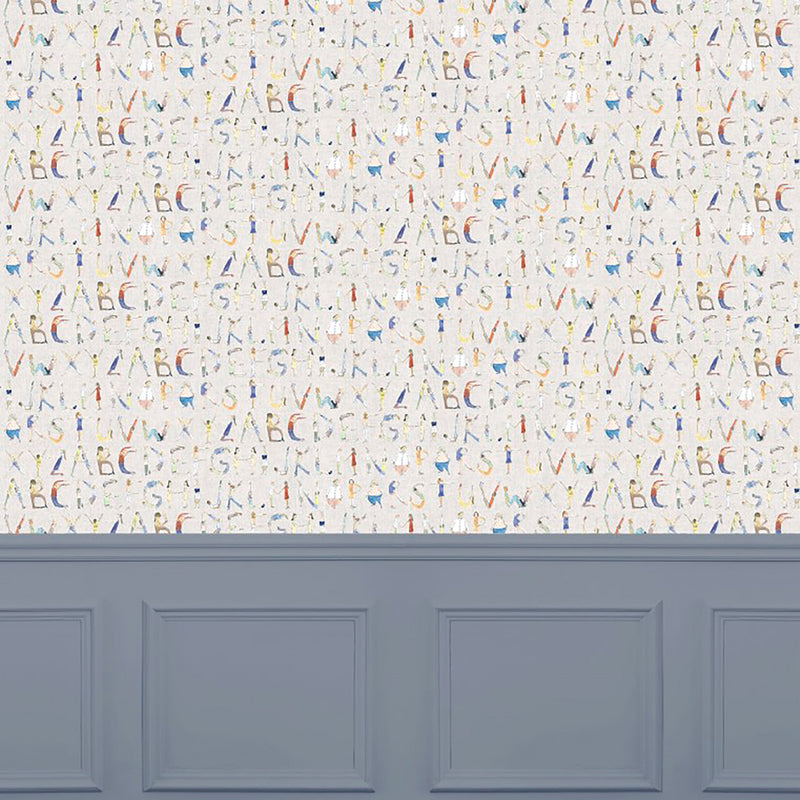 Voyage Maison Alphabet People 1.4m Wide Width Wallpaper in Oat