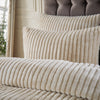 Alpine Striped Faux Fur Duvet Cover Set Champagne