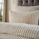 Alpine Striped Faux Fur Duvet Cover Set Champagne