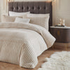 Alpine Striped Faux Fur Duvet Cover Set Champagne
