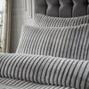 Alpine Striped Faux Fur Duvet Cover Set Grey
