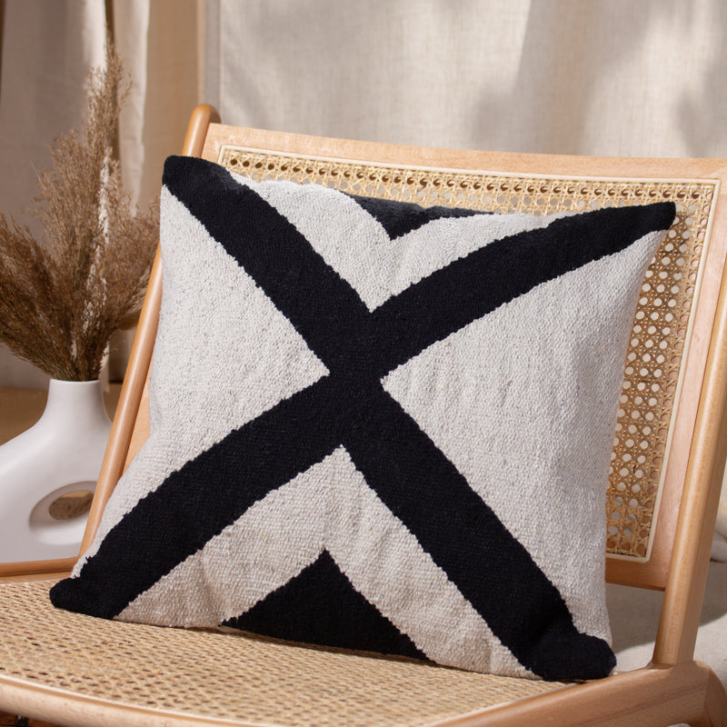 Global Black Cushions - Altai Monochrome Jacquard Feather Filled Cushion Mono Yard
