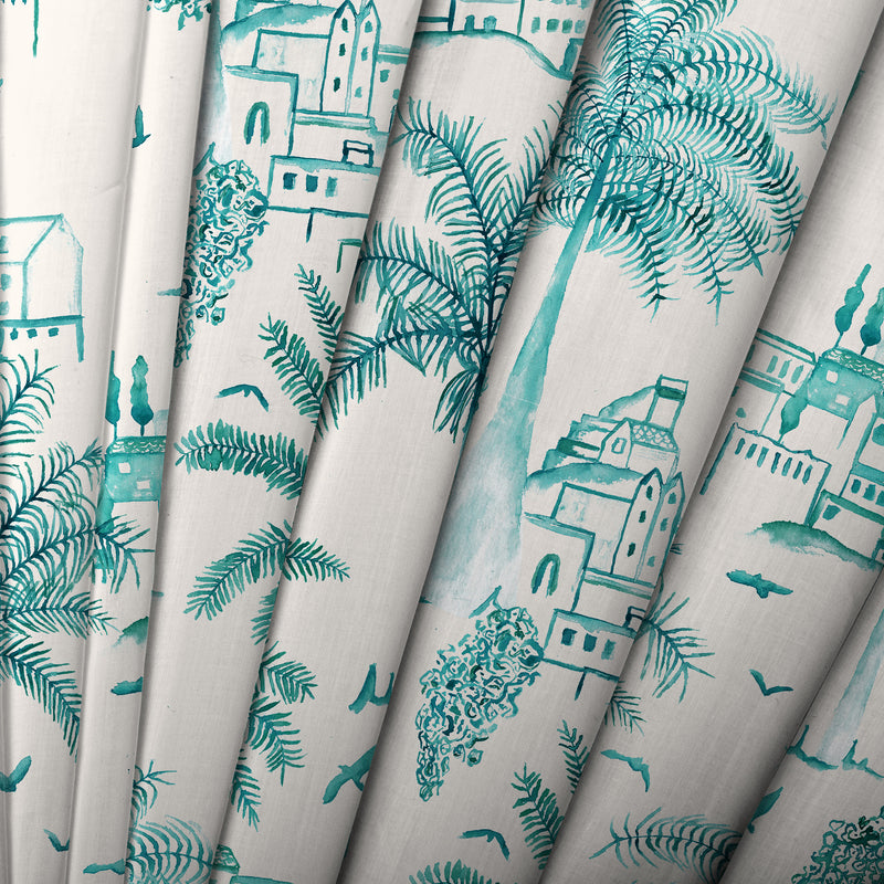 Global Blue Fabric - Altea Printed Cotton Fabric (By The Metre) Seamist Voyage Maison