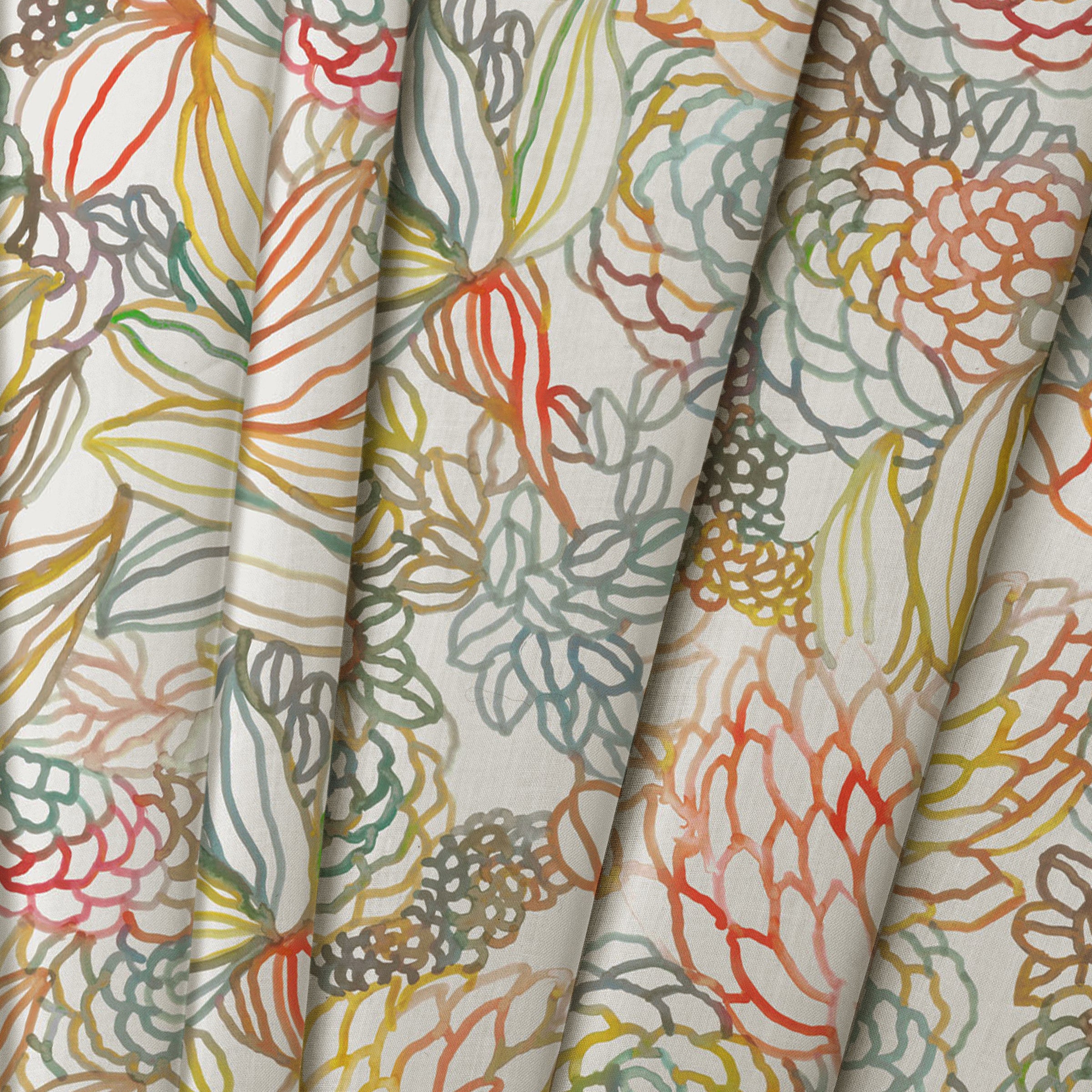 Cinnamon Drapery Althorp Cinnamon Linen Printed Cotton Fabric | Red Fabric | Voyage ...