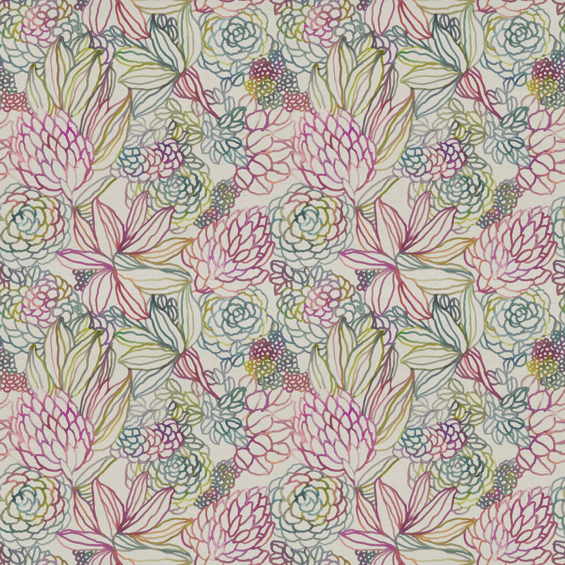 Floral Pink Fabric - Althorp Printed Cotton Fabric Sorbet Linen Voyage Maison