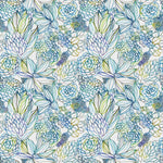 Floral Blue Fabric - Althorp Printed Cotton Fabric (By The Metre) Capri Blue Voyage Maison