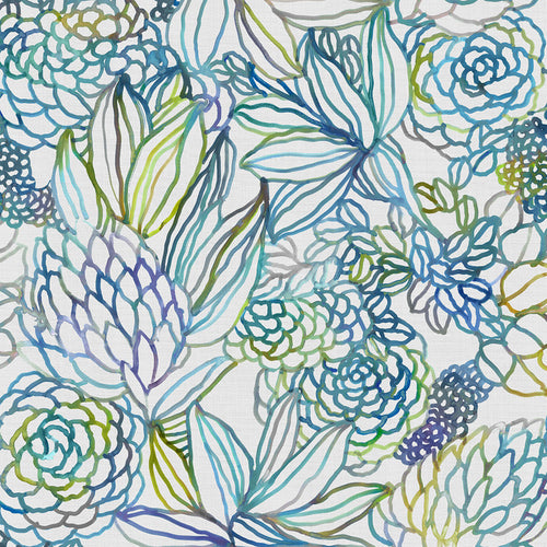 Floral Blue Fabric - Althorp Printed Cotton Fabric (By The Metre) Capri Blue Voyage Maison